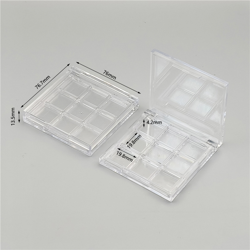 Square transparent 9-square eye shadow box