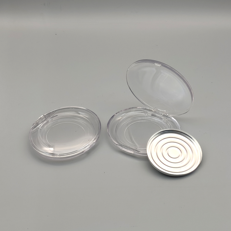 Oval transparent powder box