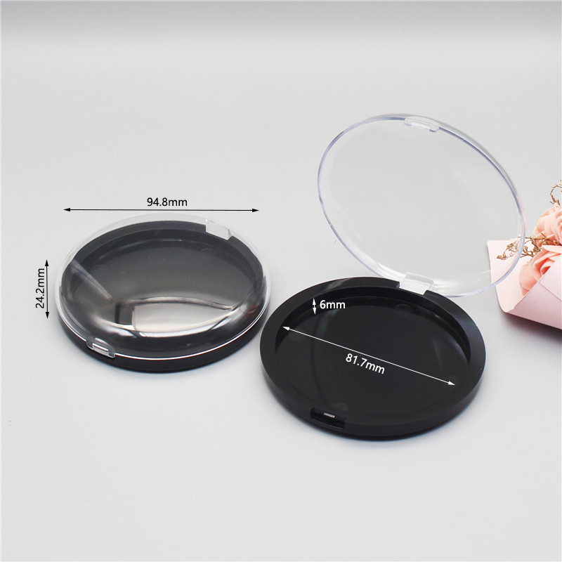 Large round compact powder box with transparent lid