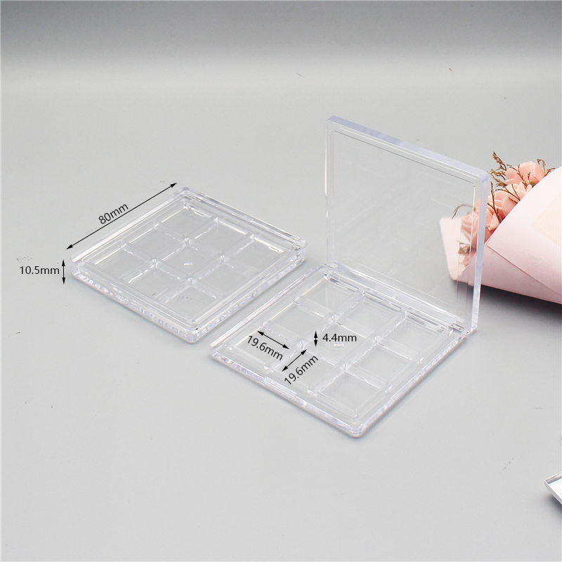 Square 9-square eye shadow box with back button