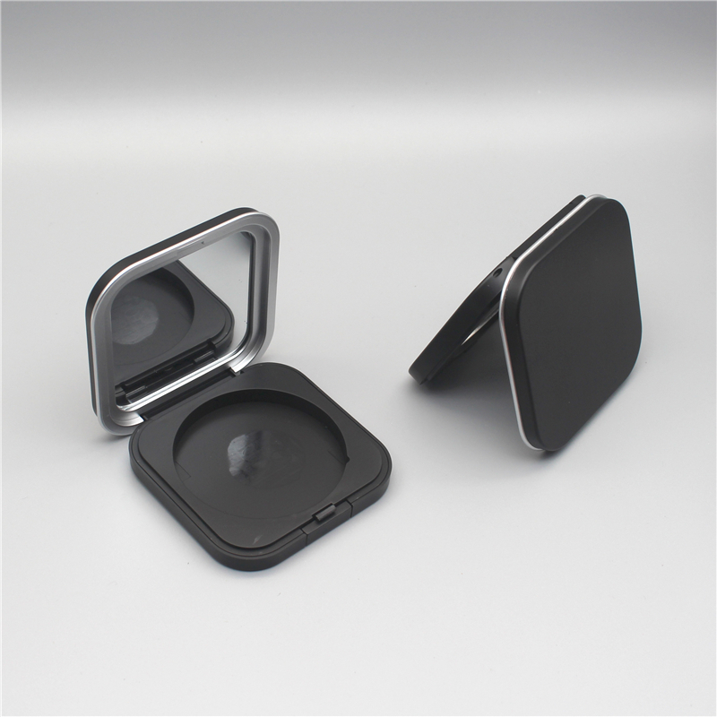 Square mirrored round pressed powder box