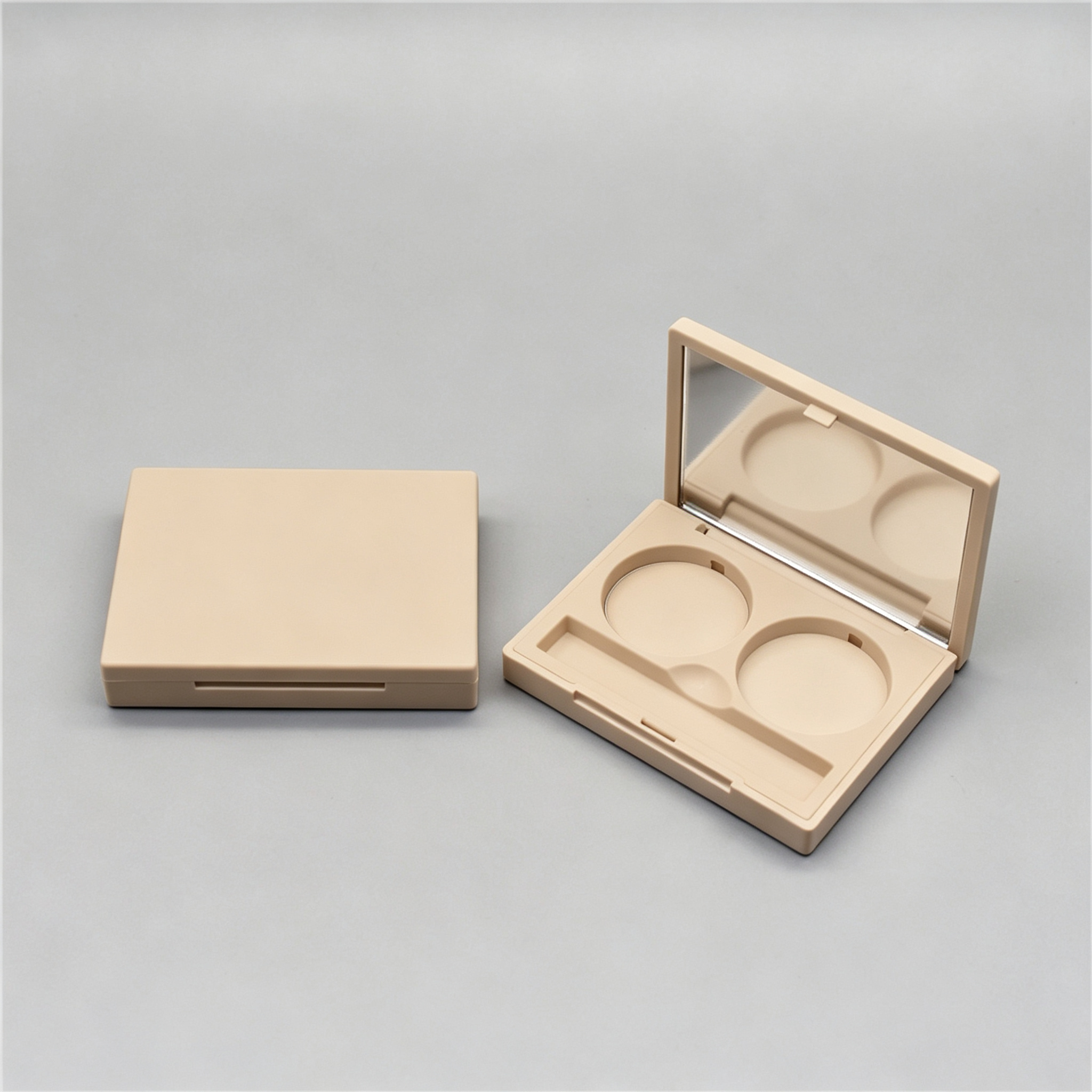 Rectangular 2 round eye shadow box