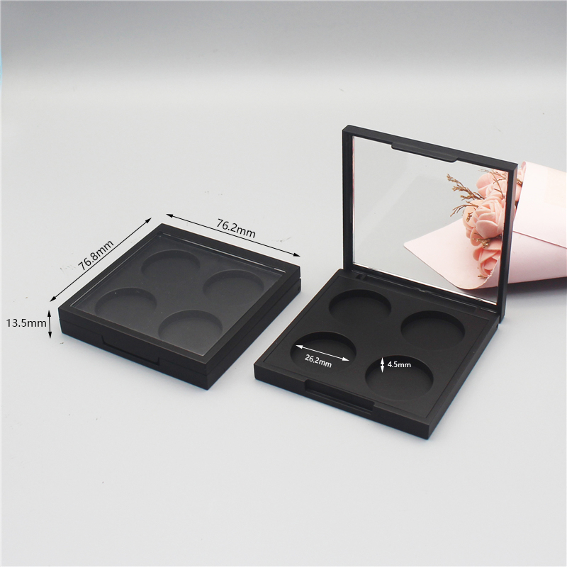 Snap-on Square Skylight Cover Matt Black 4 Round Eyeshadow Box