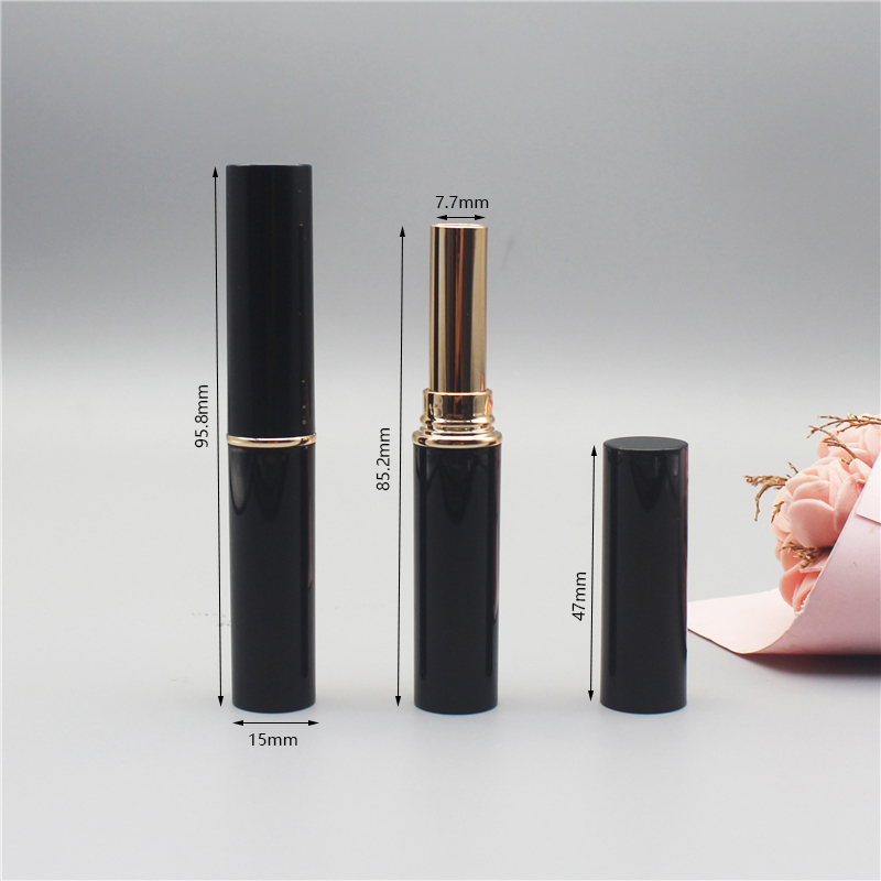 2g round glossy black lipstick tube