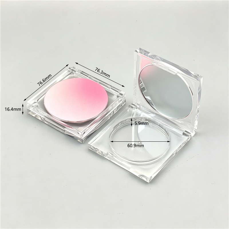 Transparent square and round pressed powder box